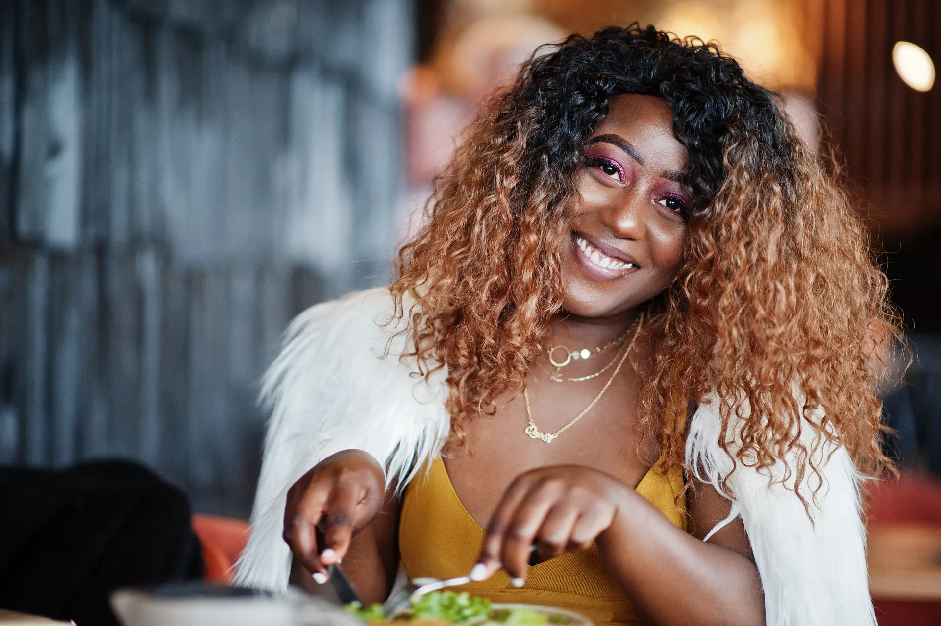 Guest dining at a restaurant table