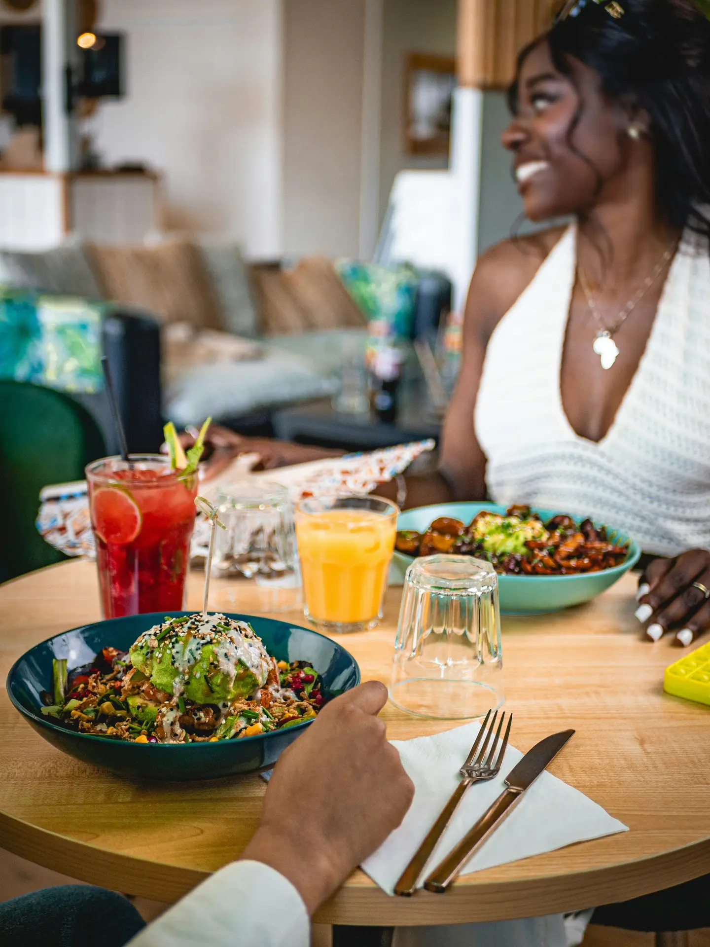 Guests seated at a restaurant table ready to order